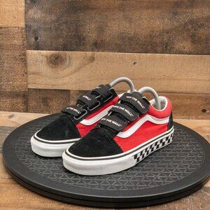 VANS OFF THE WALL OLD SKOOL V LOGO POP TRIPLE STRAP WOMENS RED BLACK SIZE 8